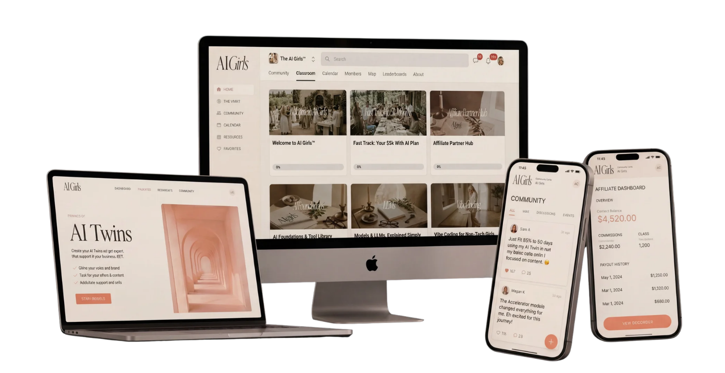 The AI Girls Vault on desktop, tablet, and mobile